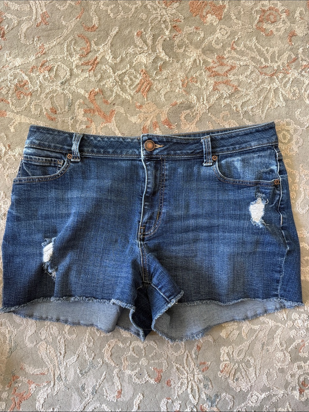 Maurices Blue Distressed Denim Shorts